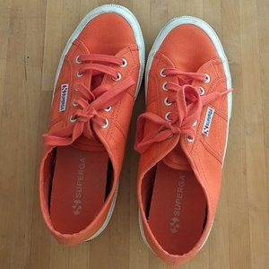Superga Linea Bright Orange Coral Hidden Wedge Sneakers Size 38 US Size 7.5